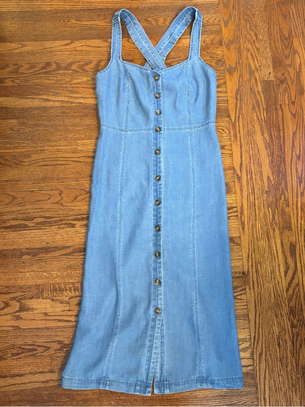 LOFT Button-Front Denim Midi Dress - NWT - Size 10P
